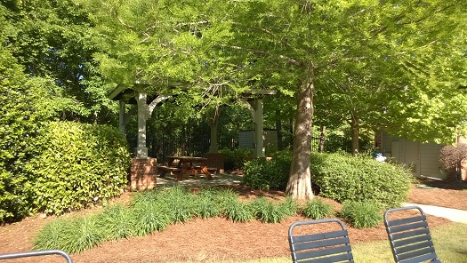 A covered gazebo in Princeton Square